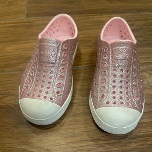 Pink sparkle native shoes size c10